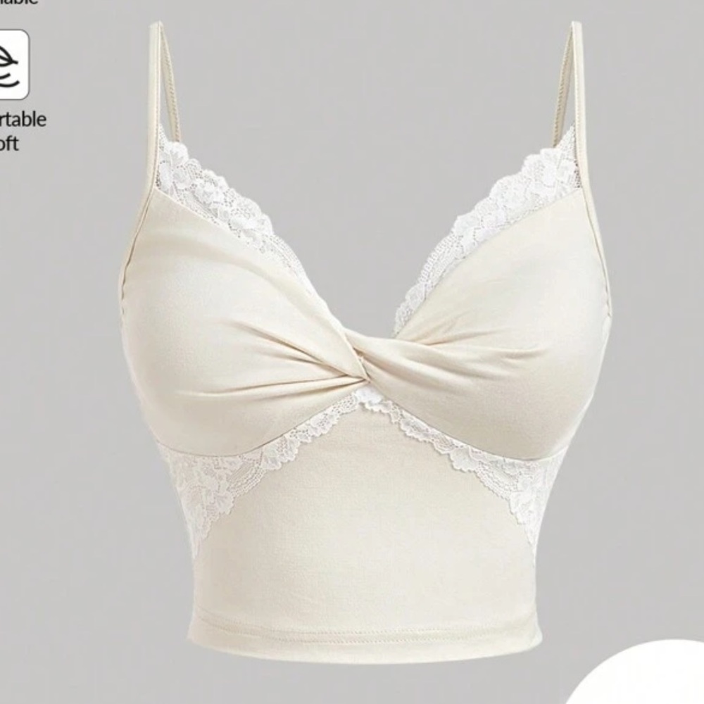 Elegant Cream Lace Trim Camisole